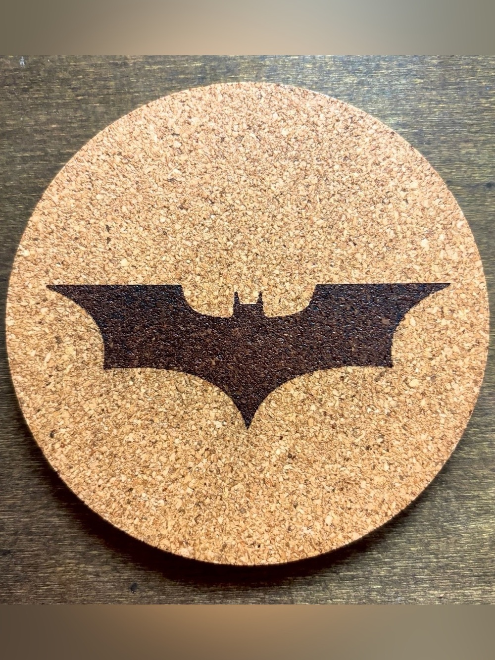 Batman Christian Bale Logo Laser Engraved Cork Coaster